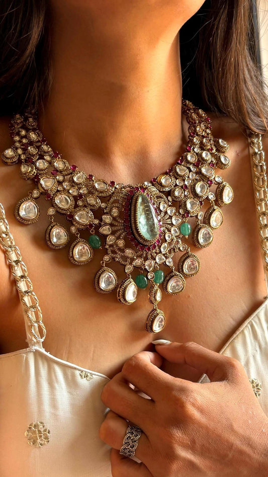 Premium real moissanite necklace set for weddings