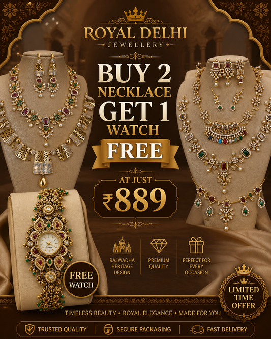 Buy 2 Necklace Get 1 Watch Traditional Free