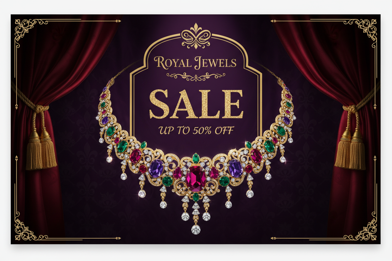 Necklace Royal jewellery sale banner 